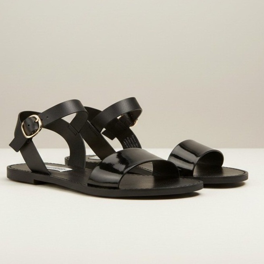 Steve Madden Donddi Black Leather Sandals - Women's Size 6.5 - Brand New